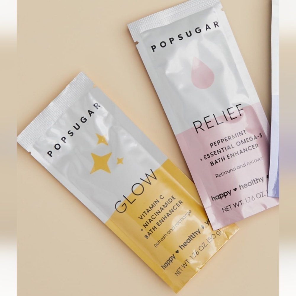 NWT 》4×《 POPSUGAR BATH ENHANCERS: 3 RELIEF + 1 GLOW!